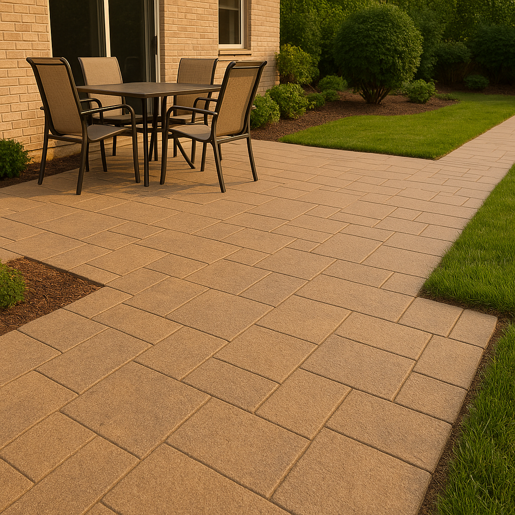 Outdoor patio and walkway sealed with a protective finish